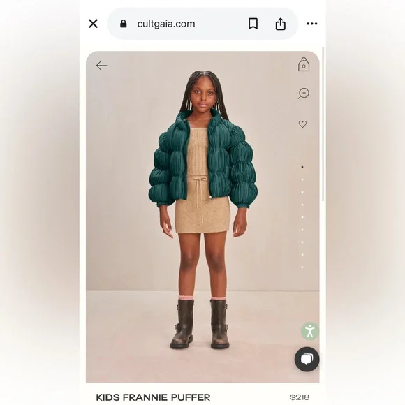 Cult Gaia green puffer jacket NWT/10y/XS - Picture 4 of 7